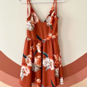 Trac burnt orange floral dress